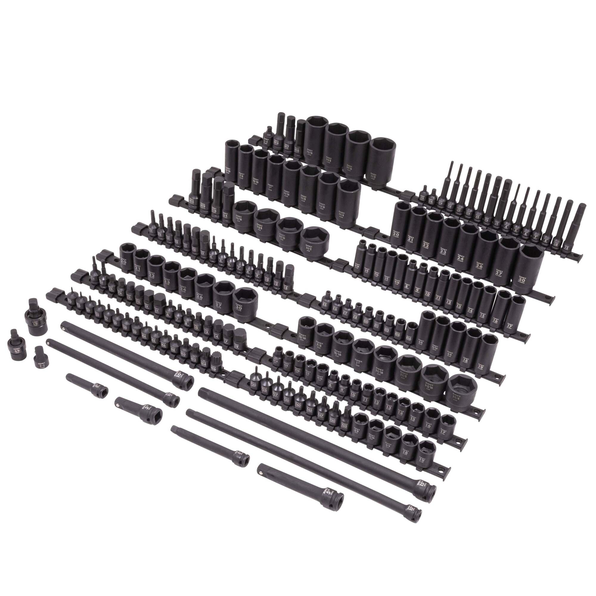 Sunex Tools Master Impact Socket and Bit Set — 3/8in. & 1/2in. Drive, SAE & Metric, 6-Point, 181 Pcs, Model# 10181